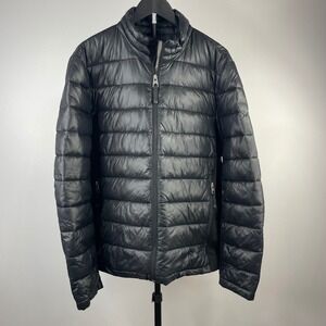Guess Mens Black Quilted Puffer Jacket Full Zip Lightweight Coat 110RN265 Size L